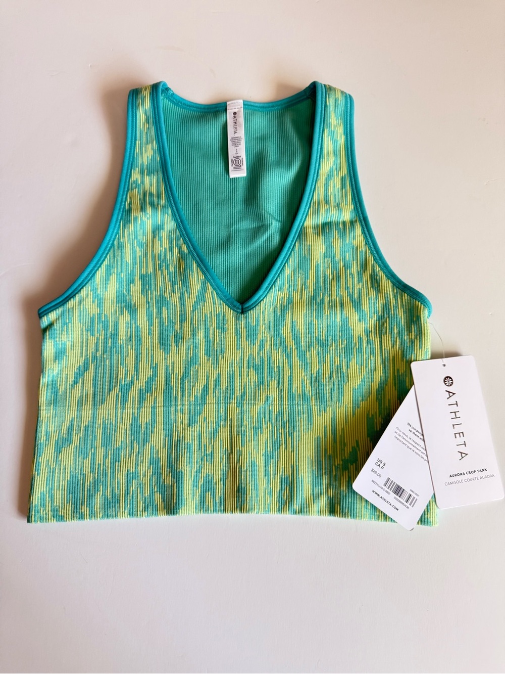 Athleta Aurora Cropped V-Neck Ribbed Tank Top SZ S NWT